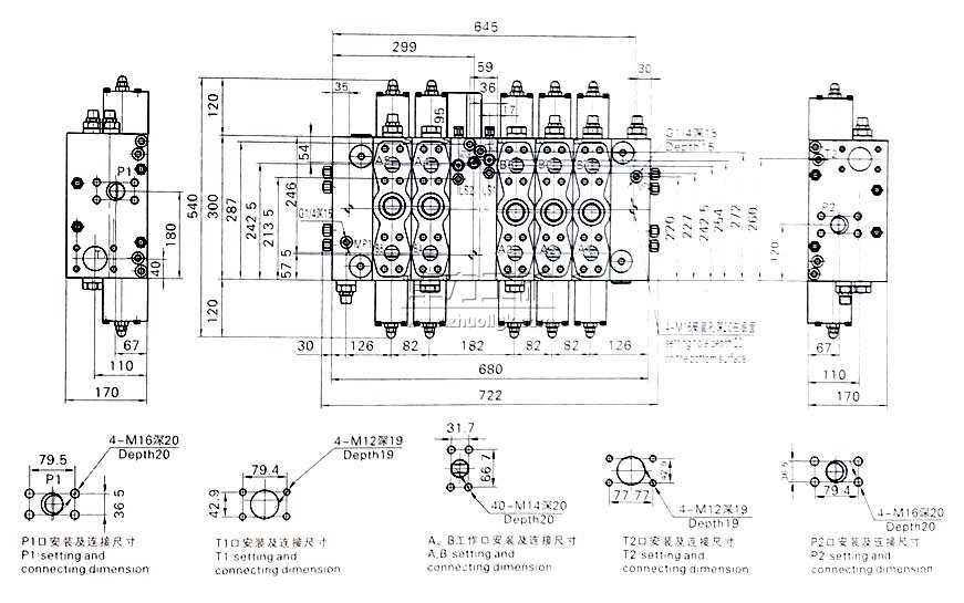 QFZMG32H-5全負載敏感比例多路換向閥外形及連接尺寸